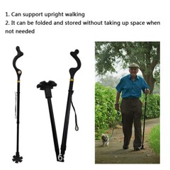 Walking Stick Posture Straight Folding Cane Travel Adjustable Height 10 Levels