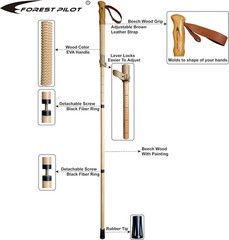 Trekking Poles- 1-pc Pack – Adjustable Hiking or Walking Stick –Strong, Brown