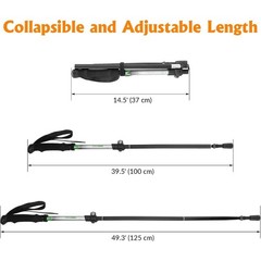 Travel Folding Trekking Hiking Pole with Carrying Case,Collapsible Cane