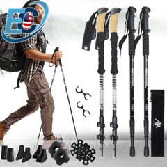 2X Trekking Walking Poles Hiking Sticks Aluminum Adjustable Antishock Alpenstock