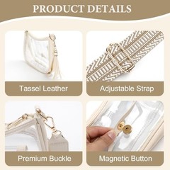 Clear Bag for Stadium Events, Clear Purses for Women, Crossbody Milky White