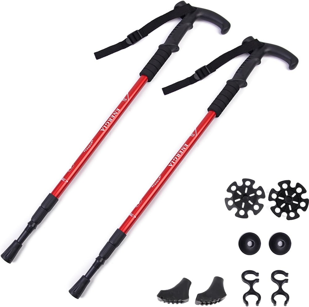 Walking Sticks Lightweight Trekking Poles T Anti-Slip Handle Design Adjustable