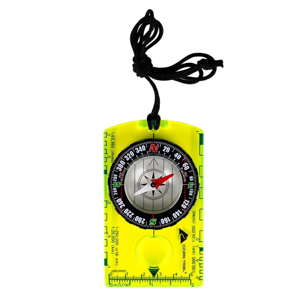 Ozark Trail Orienteering Compass With Ruler, Lightweight And Reliable, Green