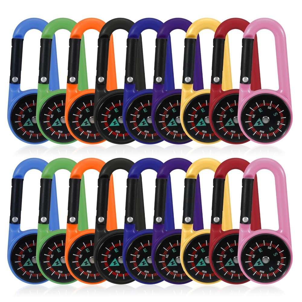 18 Pack Compass with Snap Hook, Mini Compass Keychain, Multifun…