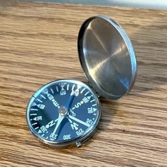Vintage German Pocket Compass Lidded 1.75″ Black Dial Thalson Style Working