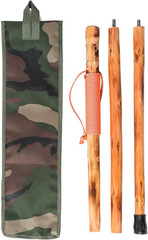 3 Pieces Detachable Fir Wood Walking Stick Wolf Carving