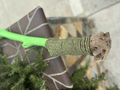 Handmade Neon Green Hiking Stick With Glow In the Dark Star And Green Rope