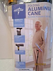 Folding WALKING CANE Adj. Height Contour Handle Support to 250 lbs Hike Walk