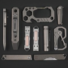 KeyUnity KR00 EDC Pocket Pry Bar Bit Bar Titanium Multitool with Pocket Clip