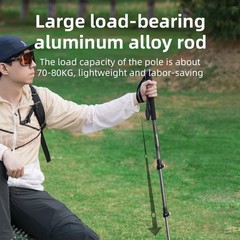 Qunature Foldable Lightweight Aluminum Trekking Pole with Adjustable Height&Grip