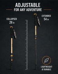GOODE Bamboo Trekking Poles – Lightweight Adjustable Hiking Poles with Natural
