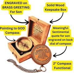 Gift for Son from Mom Dad | Engraved Compass 2″ – Father to Son Gifts, Mom to So