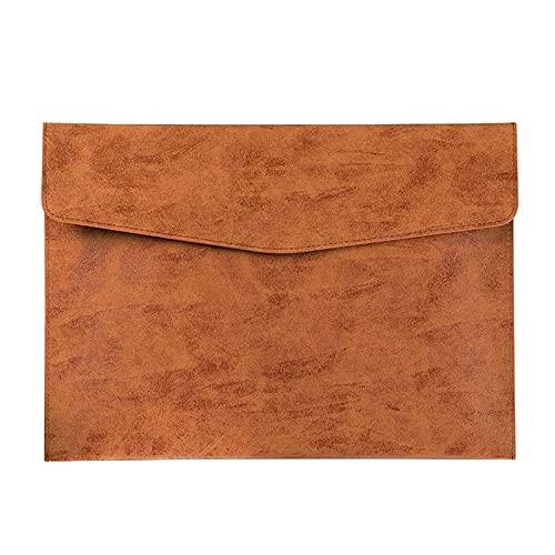 PU Leather A4 File Folder Document Holder Waterproof Portfolio Envelope Brown