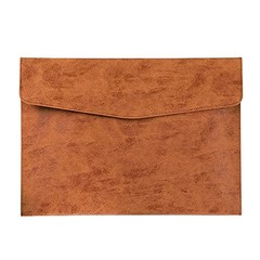 PU Leather A4 File Folder Document Holder Waterproof Portfolio Envelope Brown