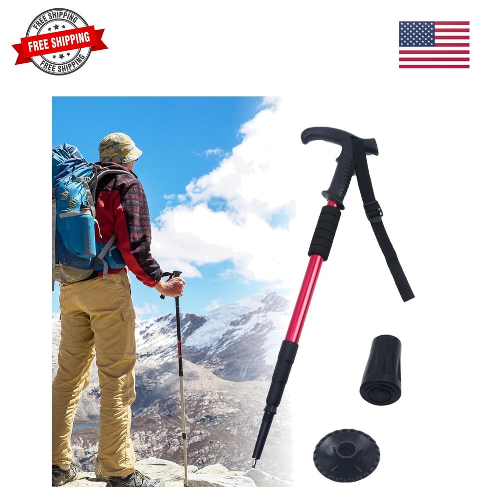 Retractable Trekking Pole Aluminum Alloy Walking Poles Portable Hiking Pole S…