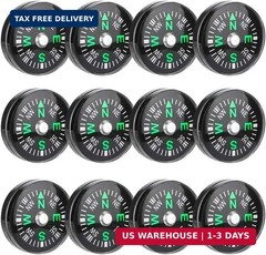 Pocket Compass, 20mm 12pcs Mini Pocket Oil Filled Compass for Hiking Camping Out