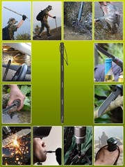 55in Hiking Tactical Stick Walking Staff – Outdoor Multitool Gear Trekking Pole