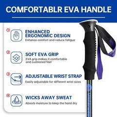 Collapsible Trekking Poles for Hiking 2 Pack – Adjustable Aluminum Hiking Pol…