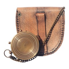 Brass Engrved Compass for Men, Pocket with Leather Case, Mom to Son