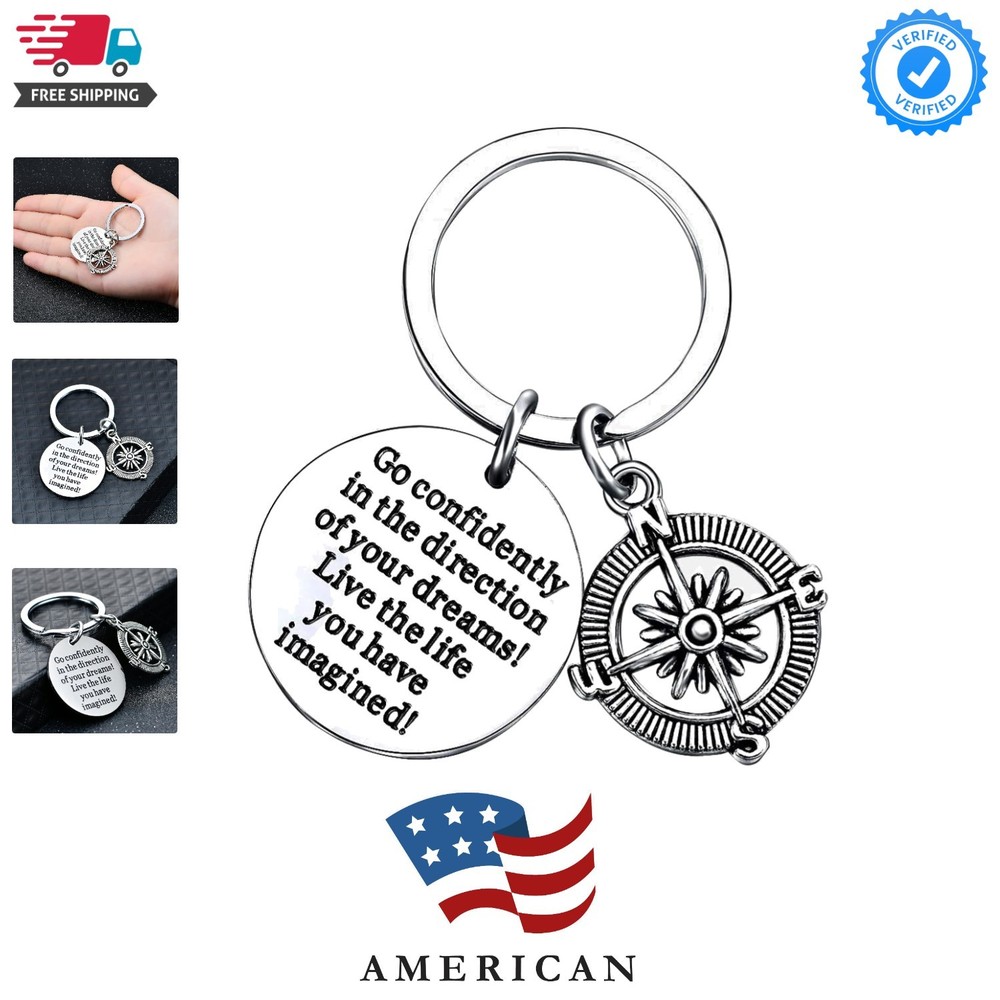 Compass Key Chain Go confidently in the direction of your dreams Live the lif…