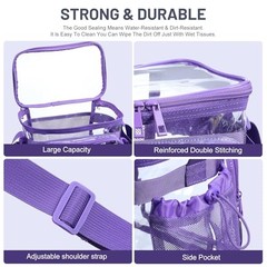 BORMELUN Medium Clear Bag with Pockets, gallon lunch boxes Dark Purple-1 pack