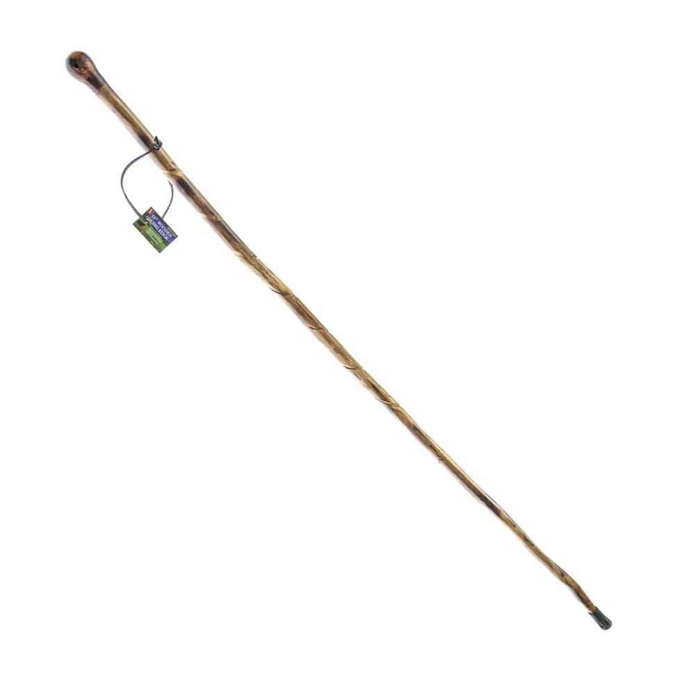 SE Natural Wood Walking Stick with Hand-Carved Spiral Design and 55″, Brown