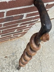 Hand-Carved Wooden Walking Stick with Snake Design, Brown, Rounded Top, Hiking