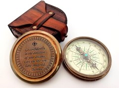Go Confidently Compass Thoreau’s Quote Engraved Poem Compass with Leather case.