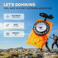 Hiking Compass for Kids – Orienteering & Wilderness Middle-sized, orange