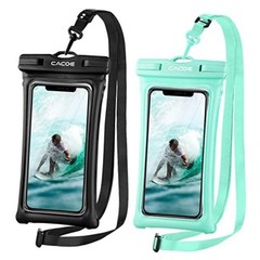 Floatable Waterproof Phone Pouch 2 Pack Up to Up to 7.0″-Floatable Black+Green