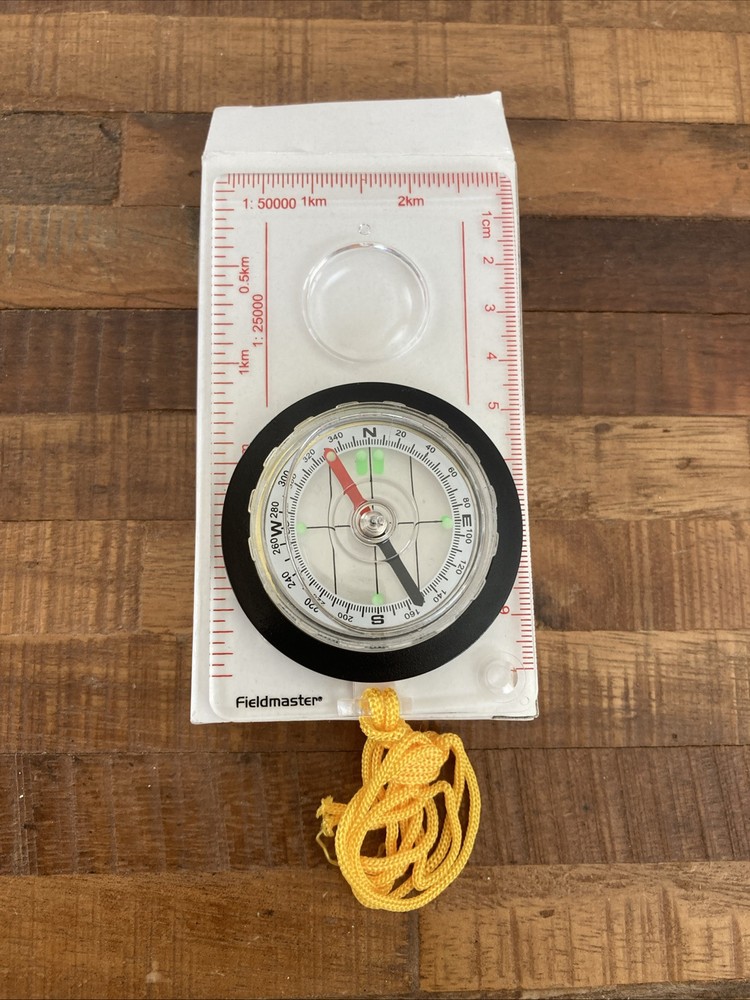 Fieldmaster Compass camping, hiking, tool, magnifier, ruler NEW