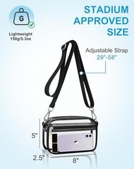 Clear Bag for Stadium Events Clear Messenger Bag Clear Purse for Concert Black
