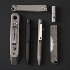 KeyUnity KR00 EDC Pocket Pry Bar Bit Bar Titanium Multitool with Pocket Clip