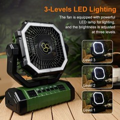 Portable Camping Fan Lamp with Remote Control USB Charging 4 Speed Settings