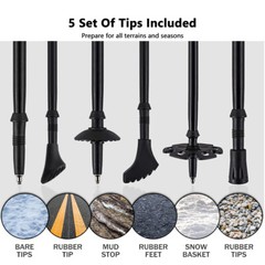 Pair of Hiking Trekking Poles Walking Sticks Alpenstock Telescopic Anti-Shock