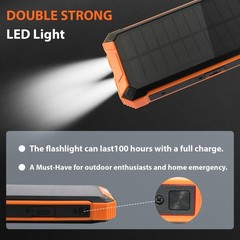 36000mAh Güneş Enerjili Powerbank Kablosuz Şarj 4 Kablo LED Fener Outdoor