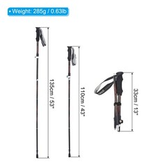 2Pcs Trekking Poles, Collapsible Hiking Pole 43-53 Inch Telescopic Folding Red
