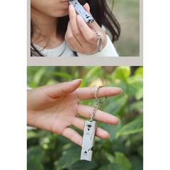 150DB Survival Whistle Double Stainless Steel with Keychain for Hiking