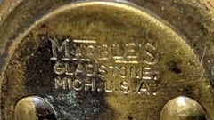 Vintage Marbles Compass, White Face Gladstone MI. Pin Back Brass, Hunting Hiking