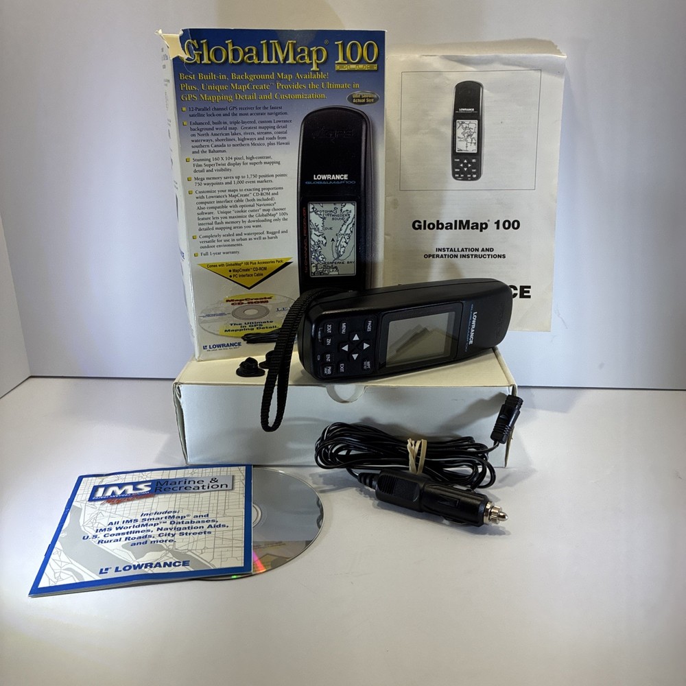 Tested Working Lowranc Globalmap 100 Plus GPS Receiver with Box Manual and More!