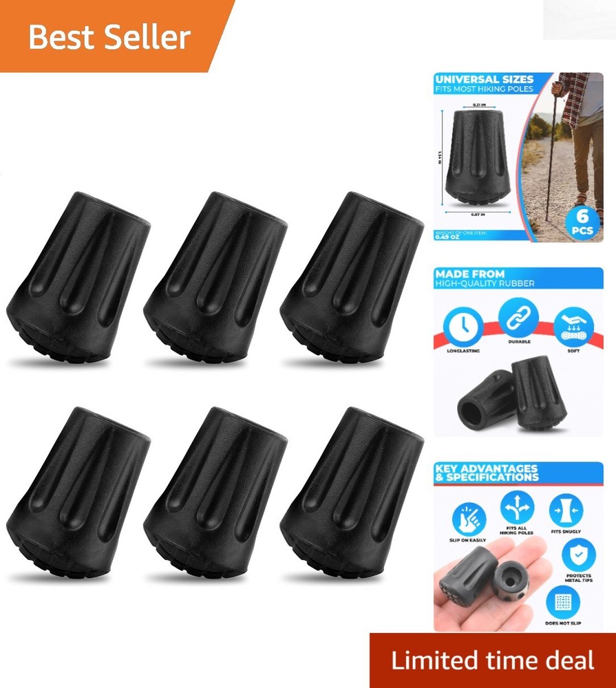 Durable Rubber Replacement Tips for Hiking Sticks – 6 Pcs for Ultimate Grip