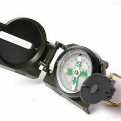 TechTongda Lensatic Compass Floating Luminous Dial Metal Case Sighting Hairline