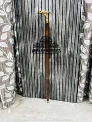 AURA Nautical 37″ Wooden Walking Stick Cane W/Brass Horse Head Handle Easter