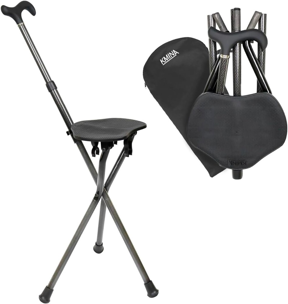 Cane with Seat Folding Lightweight, Carbon Fiber, Height Adjustable, Cane Chair