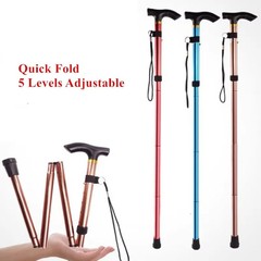 Folding Telescopic Walking Cane Trekking Hiking Stick Adjustable Metal Outdoor