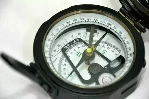 Geological Brunton Compass with Leather Case Pocket Transit Surveying Tool