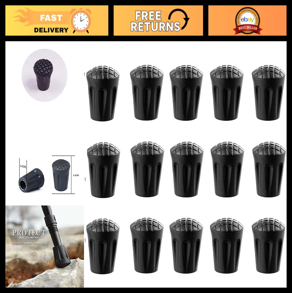 Hiking Trekking Poles Rubber Tips Protectors – Shock Absorbing, Grip & Traction