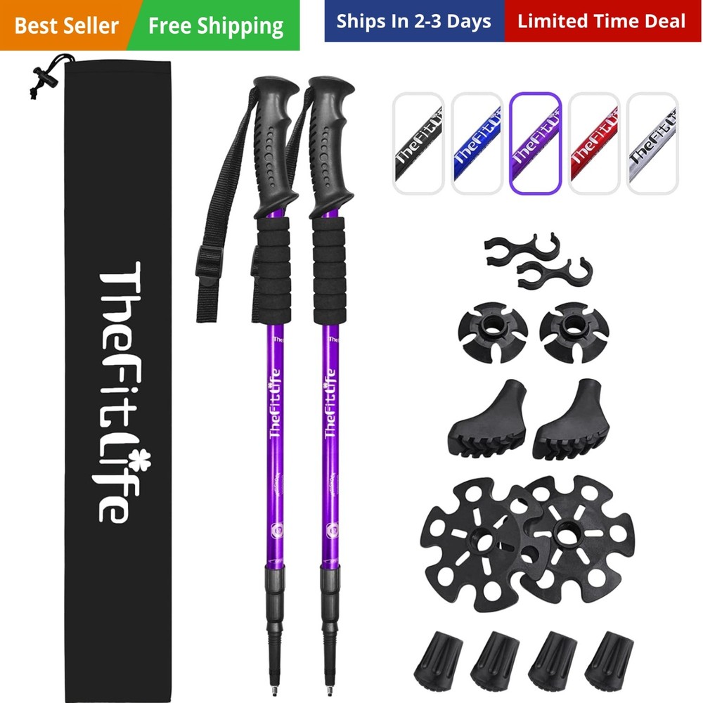 Nordic Walking Trekking Poles – 2 Sticks with Anti-Shock and Quick Lock Syste…