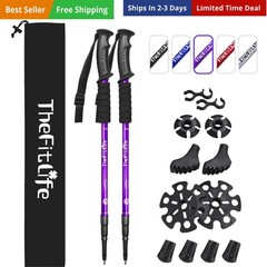 Nordic Walking Trekking Poles – 2 Sticks with Anti-Shock and Quick Lock Syste…