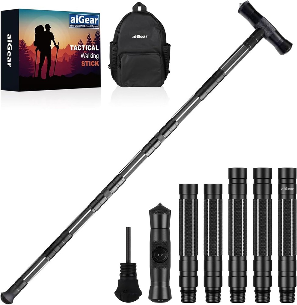 aiGear G2 Tactical Hiking Stick 5 Section Heavy Duty